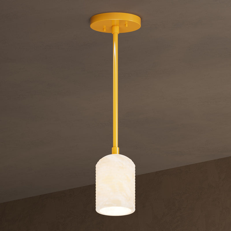 Hollins - Single Light Ribbed Alabaster Pendant