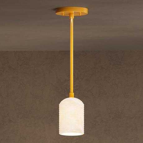 Hollins - Single Light Ribbed Alabaster Pendant