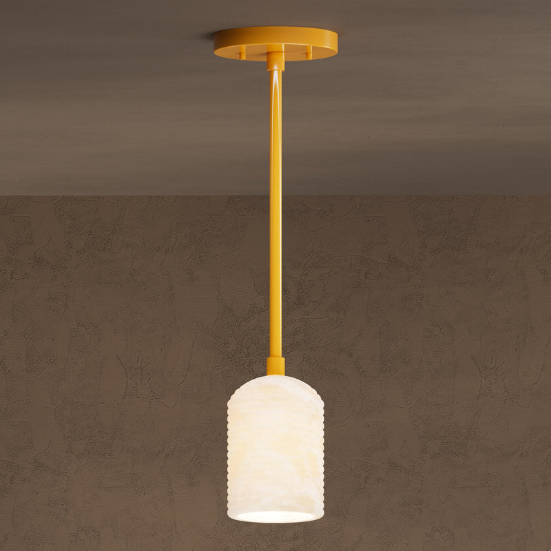 Hollins - Single Light Ribbed Alabaster Pendant