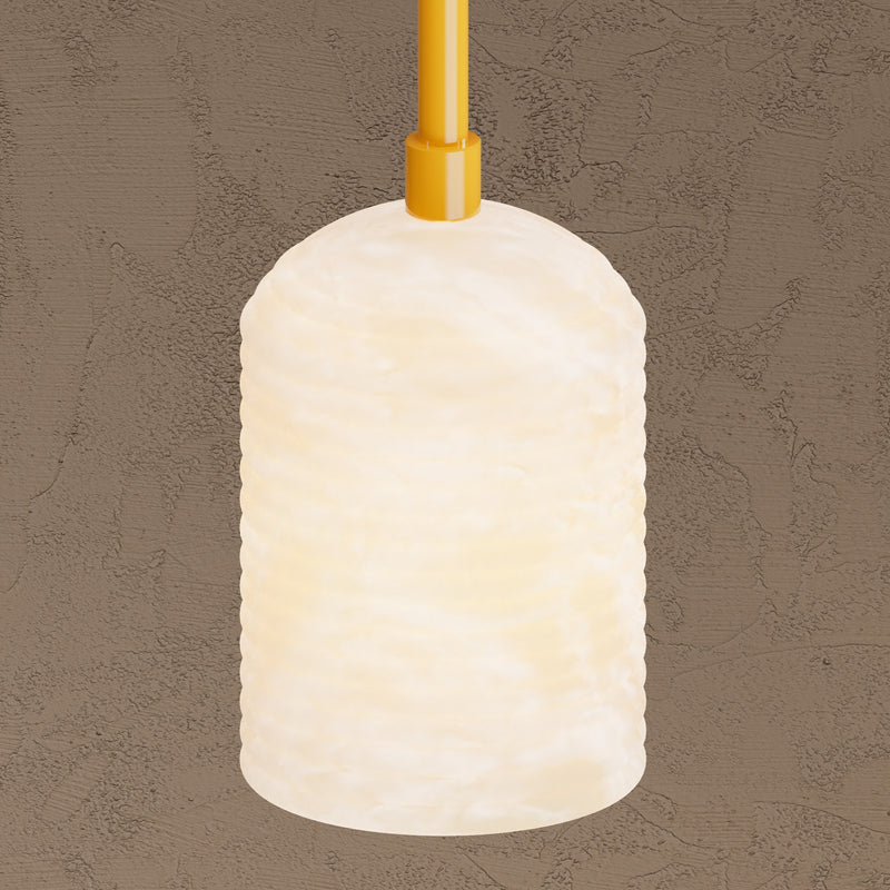 Hollins - Single Light Ribbed Alabaster Pendant