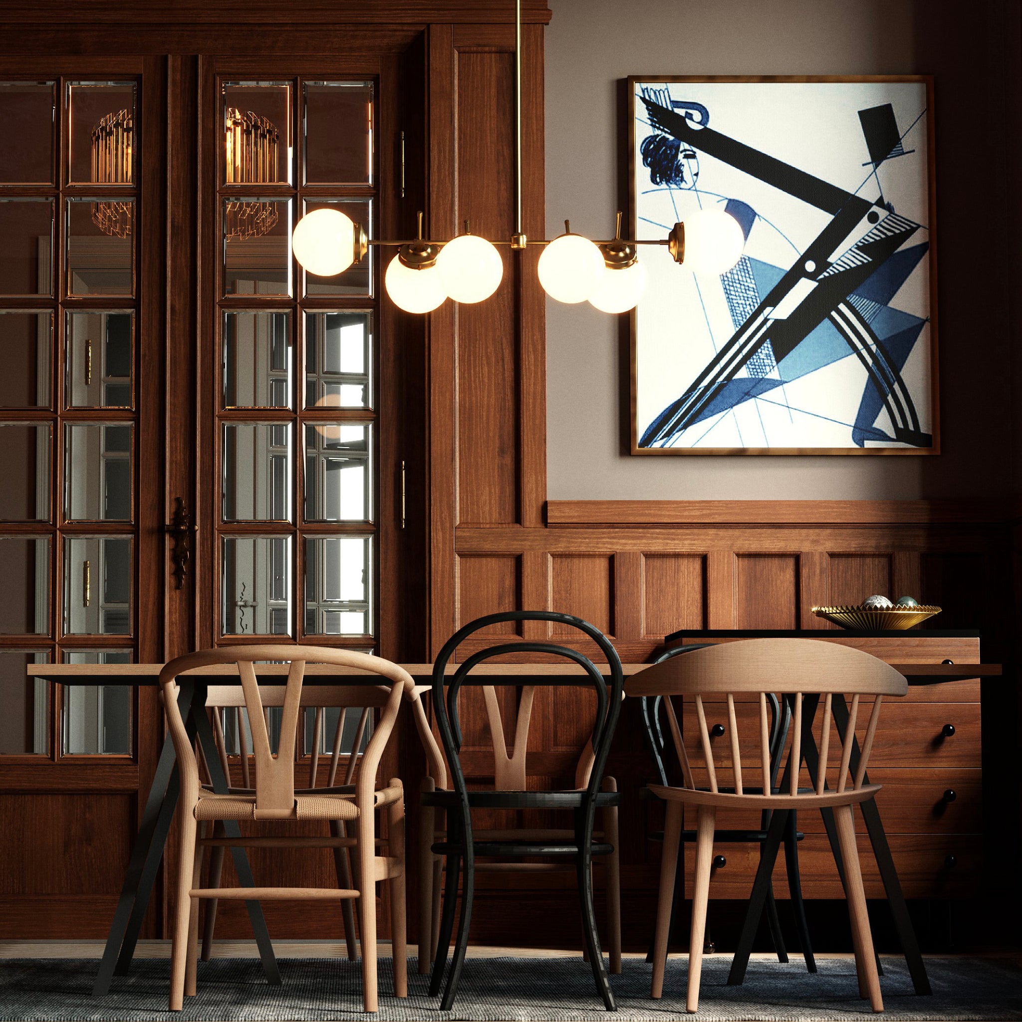 Austin Chandelier with Glass Globes, Handcrafted Lighting – Velora