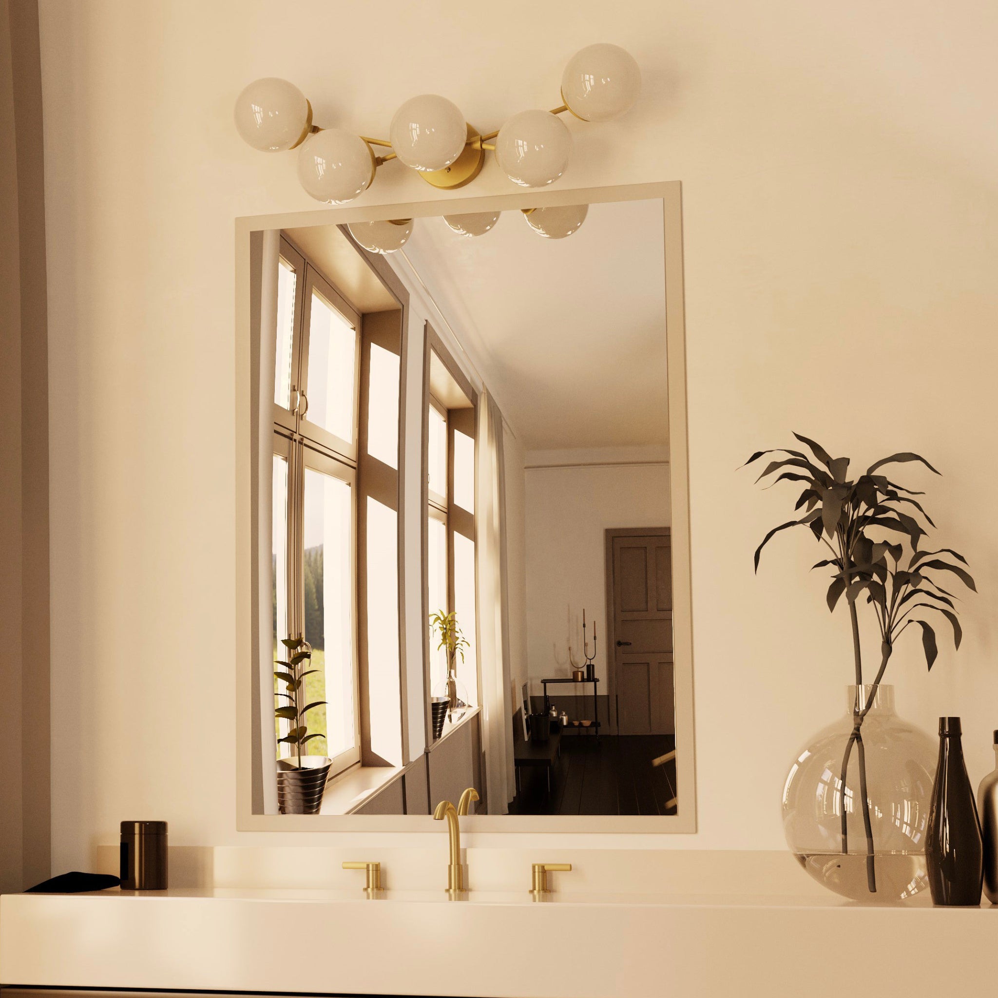 Owasso Wall Vanity, Handcrafted Mid Century Modern Lighting Five