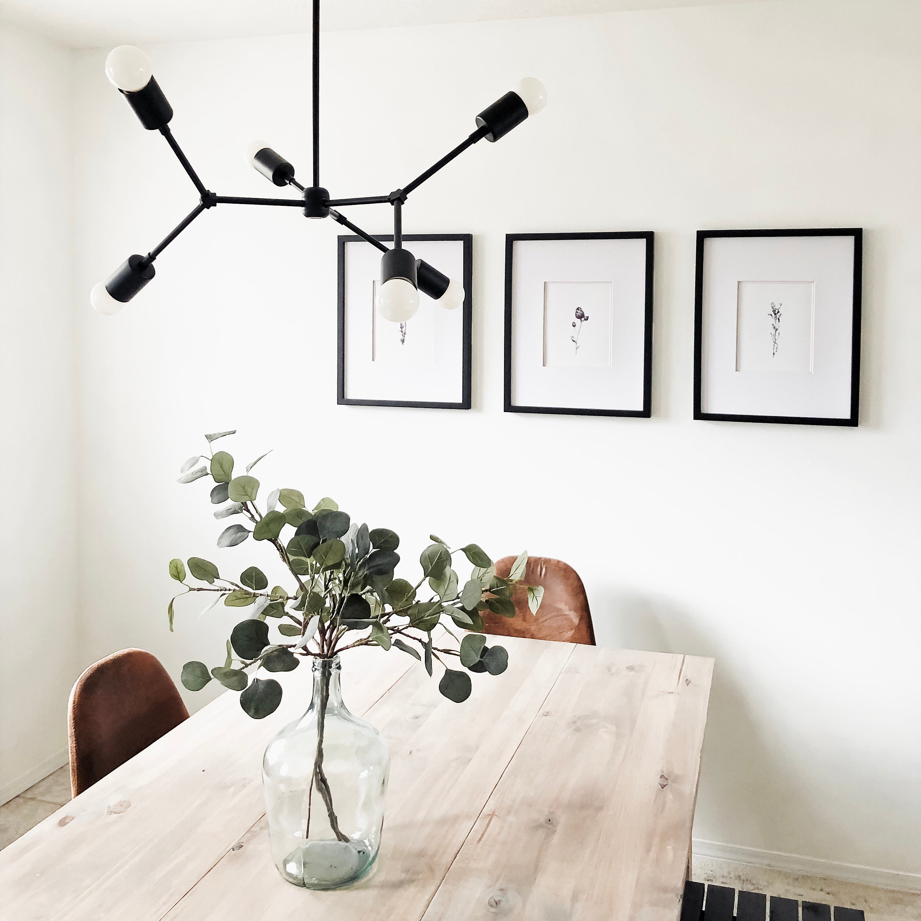 Portland Chandelier, Handcrafted 6 Light Mid-Century Modern Dining
